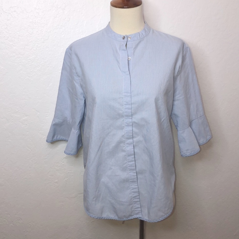 Maje Charly Bleu Ciel Button Down Top Size 1/S - image 2
